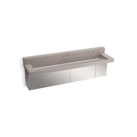 Kohler 90In Wall-Mount Trough Lavatory System With Backsplash In Neutral Concrete 81028-BSS-KCN